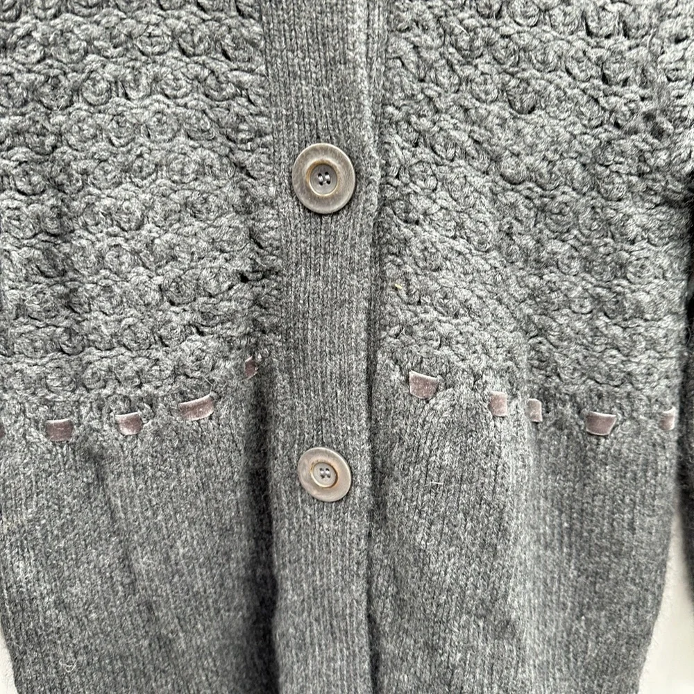 VINTAGE Y2K JUICY COUTURE SP grey knit woman bell sleeve crochet knit cardigan